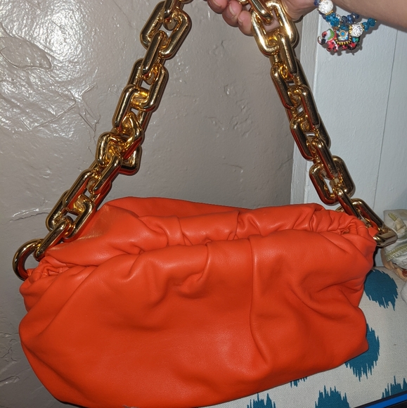 Bottega Veneta orange chain pouch bag - Picture 15 of 15
